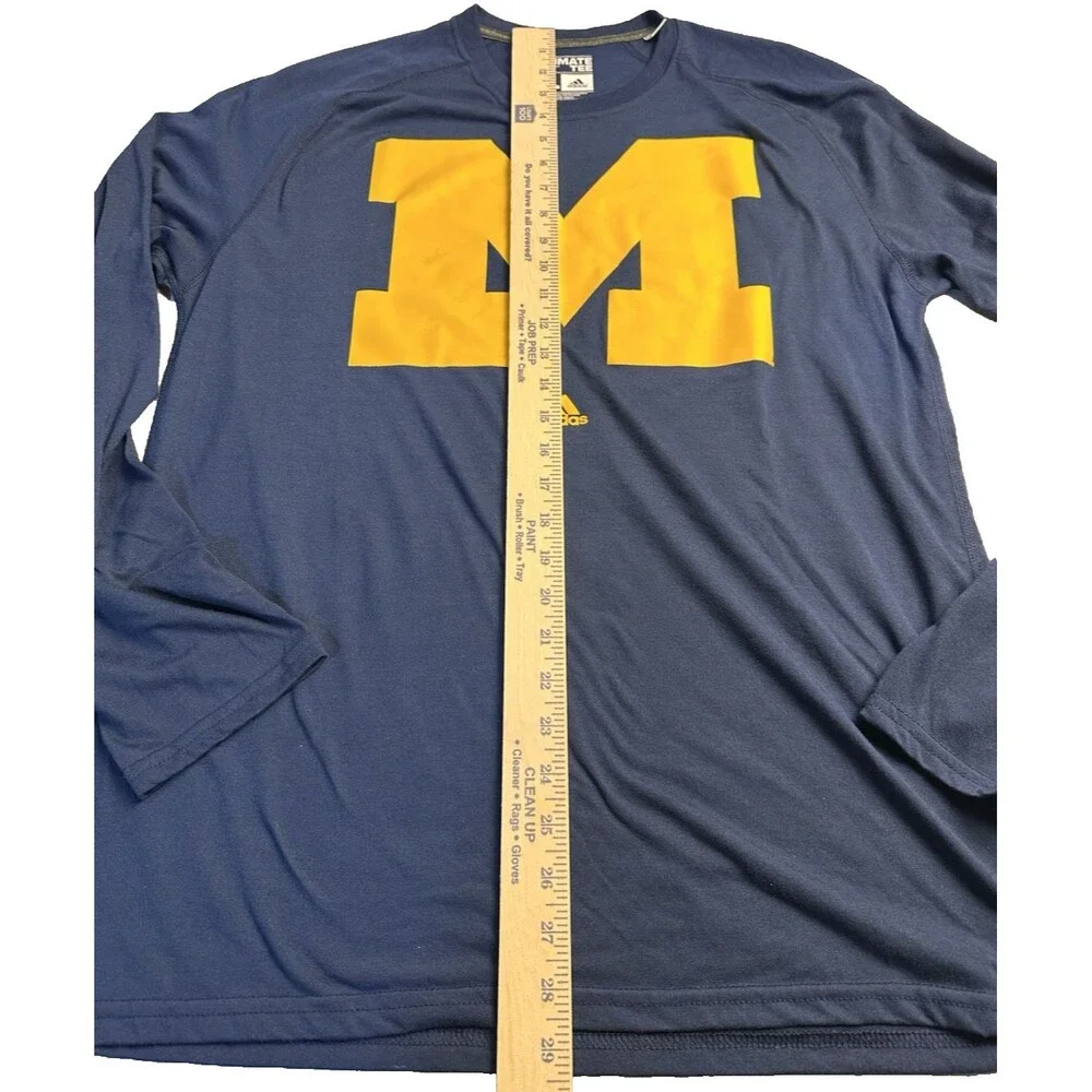 Adidas Ultimate Tee Climalite Block M University of Michigan Long Sleeve Size XL